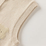 Dave&Bella Toddler Girls Pink/Apricot Cozy Cotton Cute Animal Jacquard Knit Vests