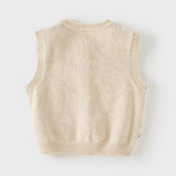 Dave&Bella Toddler Girls Pink/Apricot Cozy Cotton Cute Animal Jacquard Knit Vests