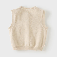 Dave&Bella Toddler Girls Pink/Apricot Cozy Cotton Cute Animal Jacquard Knit Vests