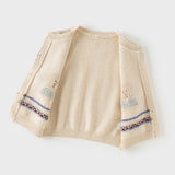 Dave&Bella Toddler Girls Pink/Apricot Cozy Cotton Cute Animal Jacquard Knit Vests