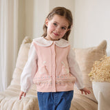 Dave&Bella Toddler Girls Pink/Apricot Cozy Cotton Cute Animal Jacquard Knit Vests