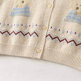 Dave&Bella Toddler Girls Pink/Apricot Cozy Cotton Cute Animal Jacquard Knit Vests