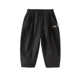 Dave&Bella Toddler Girls Pink/Dark Gray Simple Versatile Elastic Waist Pants