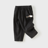 Dave&Bella Toddler Girls Pink/Dark Gray Simple Versatile Elastic Waist Pants