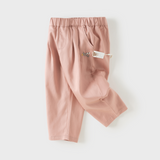 Dave&Bella Toddler Girls Pink/Dark Gray Simple Versatile Elastic Waist Pants