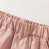 Dave&Bella Toddler Girls Pink/Dark Gray Simple Versatile Elastic Waist Pants