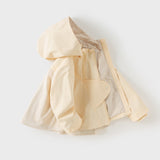 Dave&Bella Toddler Girls Light Yellow Hooded Waterproof A-Line Outwear Jackets