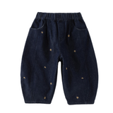 Dave&Bella Toddler Girls Denim Blue Tiny Floral Print Versatile Jeans