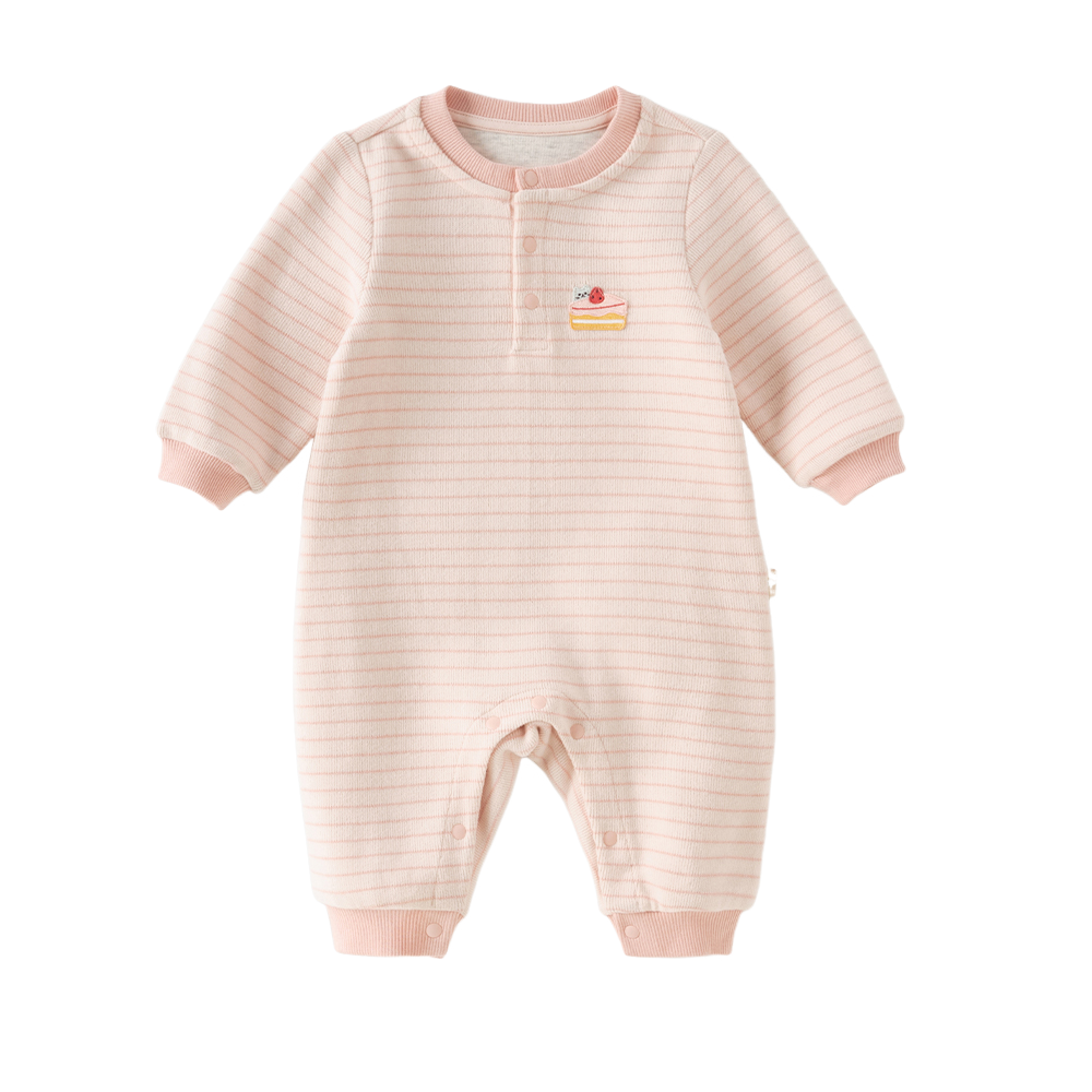 Dave&Bella Baby Girls/Boys Pink/Blue Striped Fleece Cozy Casual Comfortable Rompers