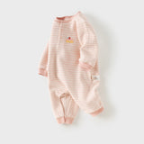 Dave&Bella Baby Girls/Boys Pink/Blue Striped Fleece Cozy Casual Comfortable Rompers