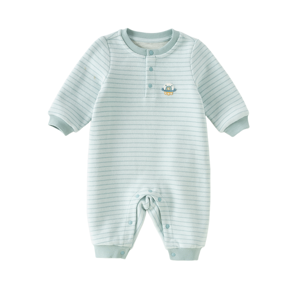 Dave&Bella Baby Girls/Boys Pink/Blue Striped Fleece Cozy Casual Comfortable Rompers