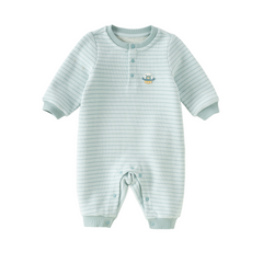 Dave&Bella Baby Girls/Boys Pink/Blue Striped Fleece Cozy Casual Comfortable Rompers