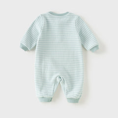 Dave&Bella Baby Girls/Boys Pink/Blue Striped Fleece Cozy Casual Comfortable Rompers