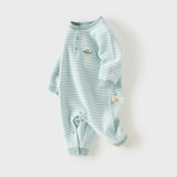 Dave&Bella Baby Girls/Boys Pink/Blue Striped Fleece Cozy Casual Comfortable Rompers