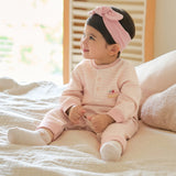 Dave&Bella Baby Girls/Boys Pink/Blue Striped Fleece Cozy Casual Comfortable Rompers