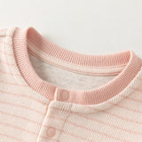 Dave&Bella Baby Girls/Boys Pink/Blue Striped Fleece Cozy Casual Comfortable Rompers