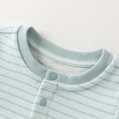 Dave&Bella Baby Girls/Boys Pink/Blue Striped Fleece Cozy Casual Comfortable Rompers