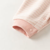 Dave&Bella Baby Girls/Boys Pink/Blue Striped Fleece Cozy Casual Comfortable Rompers
