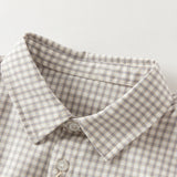 Dave&Bella Toddler Boys Brown Plaid Classic Simple Versatile Preppy Style Shirts