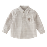 Dave&Bella Toddler Boys Brown Plaid Classic Simple Versatile Preppy Style Shirts