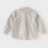 Dave&Bella Toddler Boys Brown Plaid Classic Simple Versatile Preppy Style Shirts