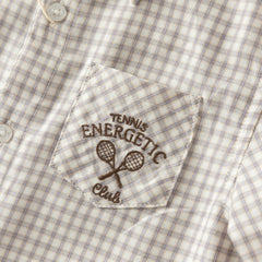 Dave&Bella Toddler Boys Brown Plaid Classic Simple Versatile Preppy Style Shirts