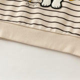 Dave&Bella Toddler Boys Brown Striped Bear Print Soft Comfortable Pant Suits