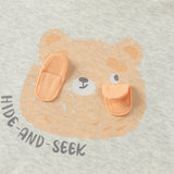 Dave&Bella Toddler Boys Light Grey Cute Bear Print Soft Cozy Cotton Long Sleeve T-shirts