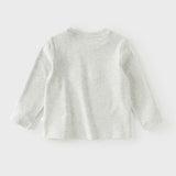 Dave&Bella Toddler Boys Light Grey Cute Bear Print Soft Cozy Cotton Long Sleeve T-shirts