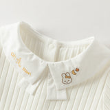 Dave&Bella Toddler Girls White/Pink Turndown Collar Little Bear Embroidery Sweaters