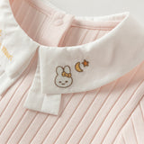 Dave&Bella Toddler Girls White/Pink Turndown Collar Little Bear Embroidery Sweaters