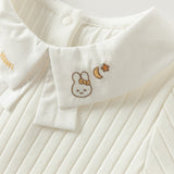 Dave&Bella Toddler Girls White/Pink Turndown Collar Little Bear Embroidery Sweaters