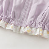 Dave&Bella Toddler Girls Purple/Yellow Cute Hooded Waterproof Jackets