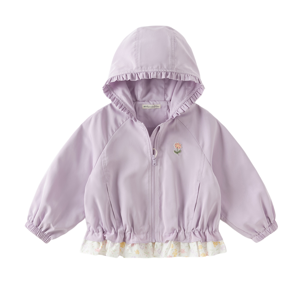 Dave&Bella Toddler Girls Purple/Yellow Cute Hooded Waterproof Jackets