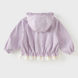 Dave&Bella Toddler Girls Purple/Yellow Cute Hooded Waterproof Jackets