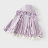 Dave&Bella Toddler Girls Purple/Yellow Cute Hooded Waterproof Jackets