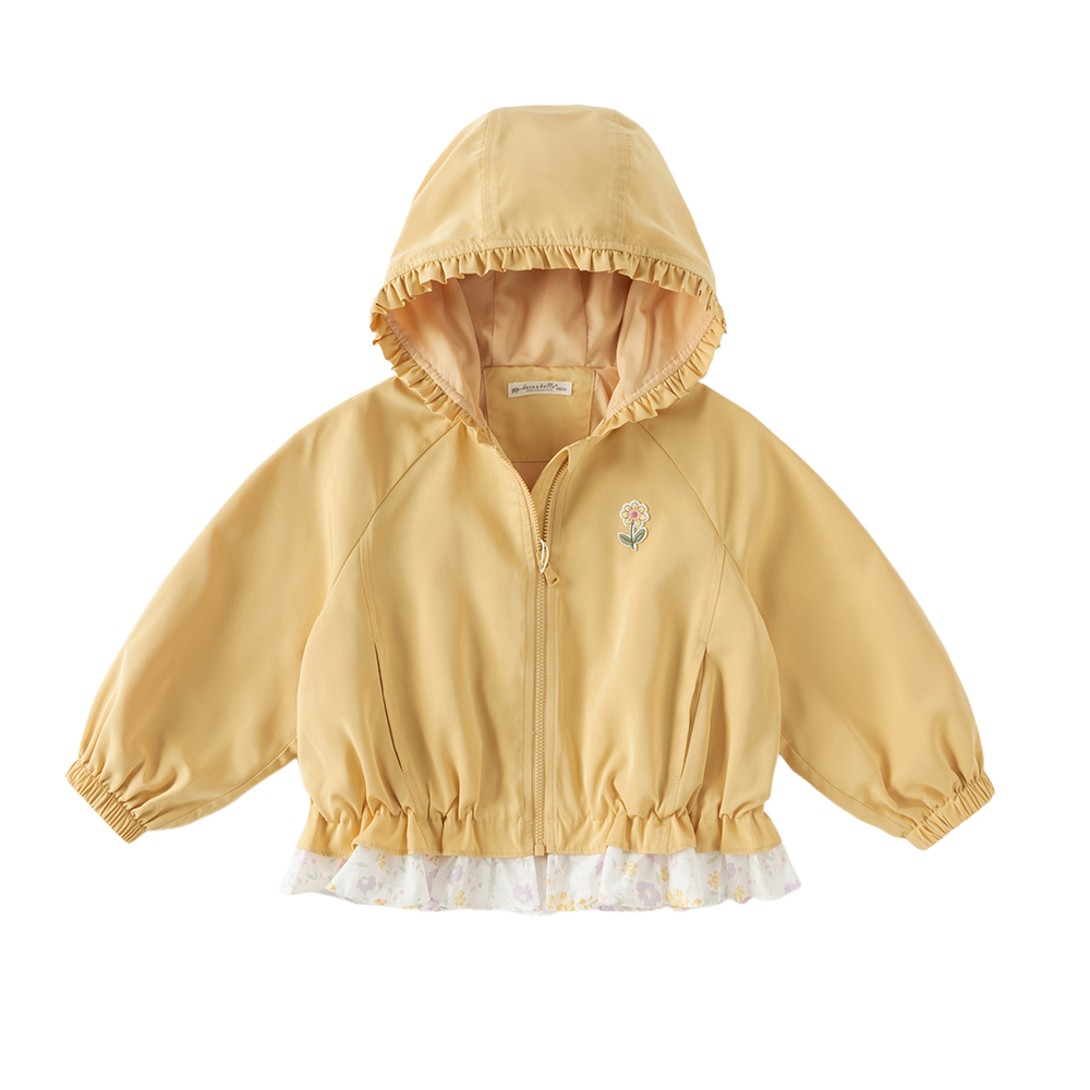 Dave&Bella Toddler Girls Purple/Yellow Cute Hooded Waterproof Jackets