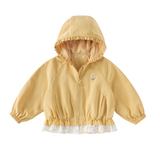 Dave&Bella Toddler Girls Purple/Yellow Cute Hooded Waterproof Jackets
