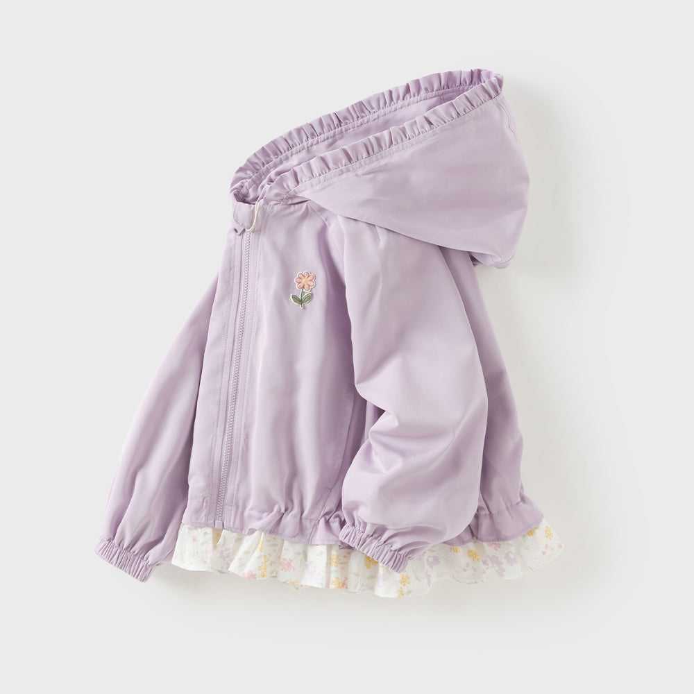 Dave&Bella Toddler Girls Purple/Yellow Cute Hooded Waterproof Jackets