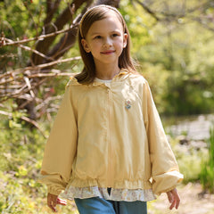 Dave&Bella Toddler Girls Purple/Yellow Cute Hooded Waterproof Jackets