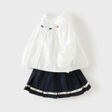 Dave&Bella Toddler Girls White Doll Collar Formal Comfortable Skirt Suits