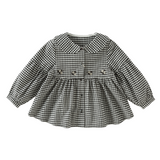 Dave&Bella Toddler Girls Black White Plaid Doll Collar Cozy Cotton Dress