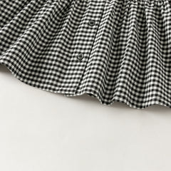 Dave&Bella Toddler Girls Black White Plaid Doll Collar Cozy Cotton Dress
