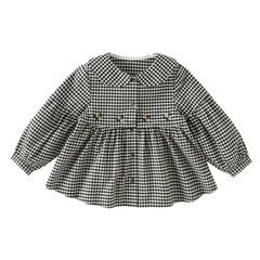 Dave&Bella Toddler Girls Black White Plaid Doll Collar Cozy Cotton Dress