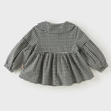 Dave&Bella Toddler Girls Black White Plaid Doll Collar Cozy Cotton Dress