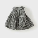 Dave&Bella Toddler Girls Black White Plaid Doll Collar Cozy Cotton Dress