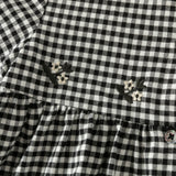 Dave&Bella Toddler Girls Black White Plaid Doll Collar Cozy Cotton Dress