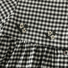Dave&Bella Toddler Girls Black White Plaid Doll Collar Cozy Cotton Dress