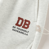 Dave&Bella Toddler Boys Light Gray Polo Collar Letter Printed Casual Pant Suit