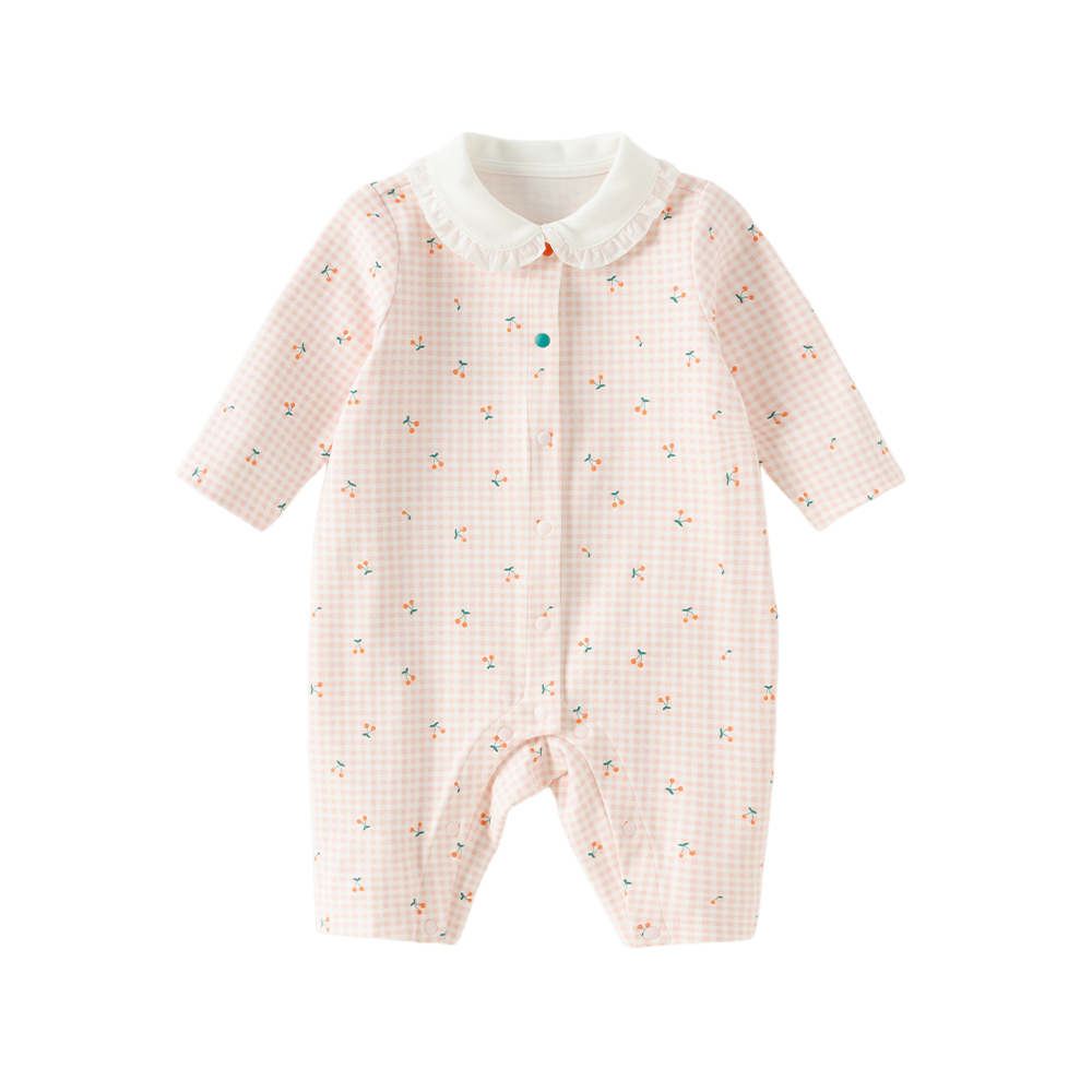 Dave&Bella Baby Girls Doll Collar Cherry Print Charming Cute Soft Comfortable Rompers